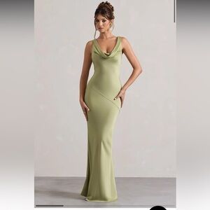 Club L London Green Sleeveless Cowl Neck Maxi Dress